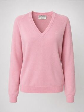 Vintage Christian Dior Pink V-Neck Sweater 100% Orlon‎ Acrylic Made in USA L